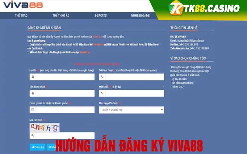 Hướng dẫn đăng ký Viva88